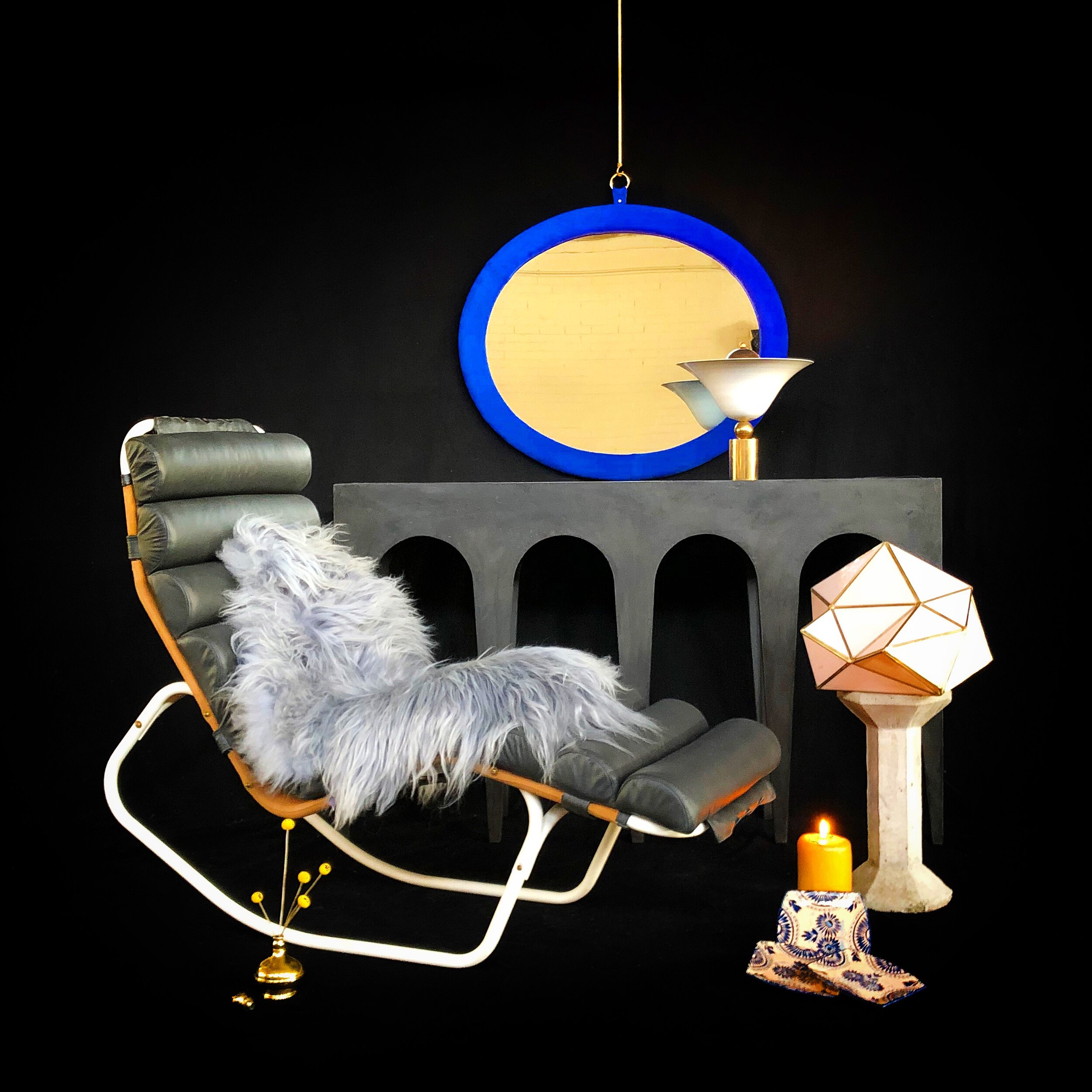 Oval Leather Mirror — Jason Koharik Oval Leather Mirror — Jason Koharik